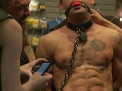 Ripped boy gets his hole shocked and filled at Mr. S Leather Store.. Posted by: Bound in Public