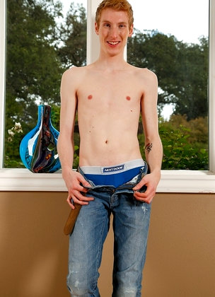 Ginger guy with hairy armpits Danny Forest pulls out his dong in a solo