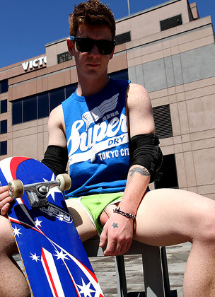 Red headed Aussie - Cody James naked on the roof