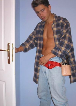 European guy jacking off