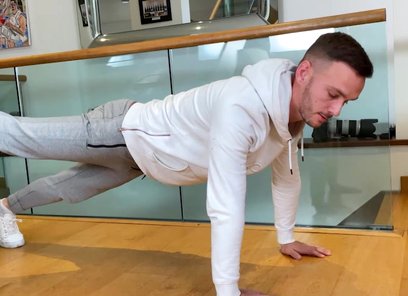 Young & Hung Footballer Shows off his Lean Body & Wanks his Big Uncut Cock with a Helping Hand!